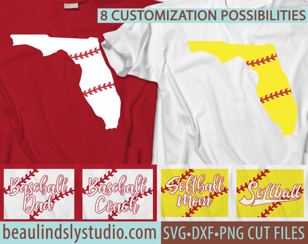 Florida Softball SVG, Florida Baseball SVG, Little League Softball, Softball Mom, Softball Dad