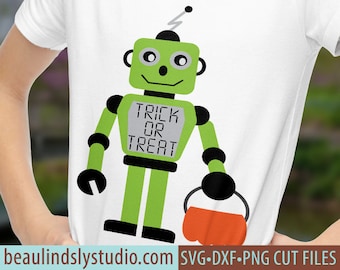 Halloween Robot SVG, Happy Halloween SVG, Trick or Treating SVG, Fall svg File For Silhouette Pattern, svg File For Cricut Project, dxf File