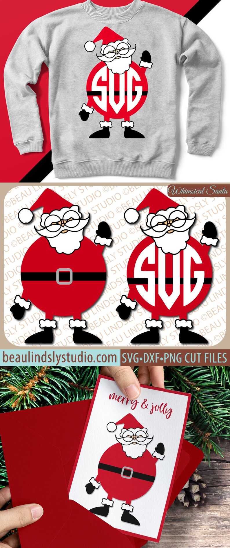 Download Monogram Santa Svg - Layered SVG Cut File