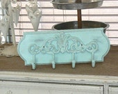 Shabby Chic   Iron Wall Hook Plaque    in Soft Robins egg blue