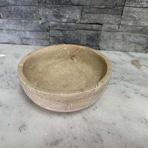 Travertine Bowl, Decorative Bowl, Round Bowl, Rustic Plate, Marble Bowl, Natural Stone Bowl, Housewarming Gift, Gift for Mother, Bohemian