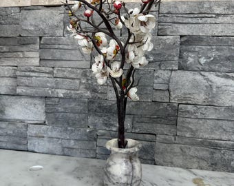 Vaso in marmo lilla, vasi di lusso per la casa, portafiori, vaso decorativo per interni eleganti, vaso in pietra naturale per composizioni eleganti,