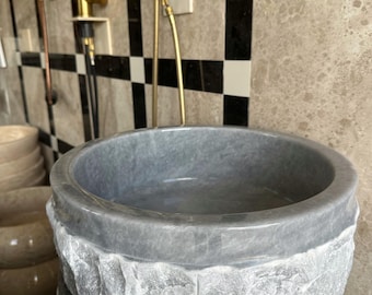 Graues Marmor Waschbecken, modernes Badezimmer Design, luxuriöses Marmor Badezimmer, Master Badezimmer Design, Waschbecken, Versandfertig