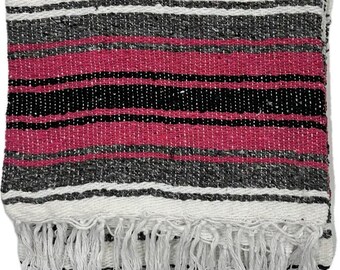 Handmade Hot Pink Falsa Blanket: Mexican Game Beach Travel Blanket