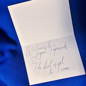 Tarjeta de caligrafía manuscrita con mensaje personalizado/Set de regalo de cisne de origami