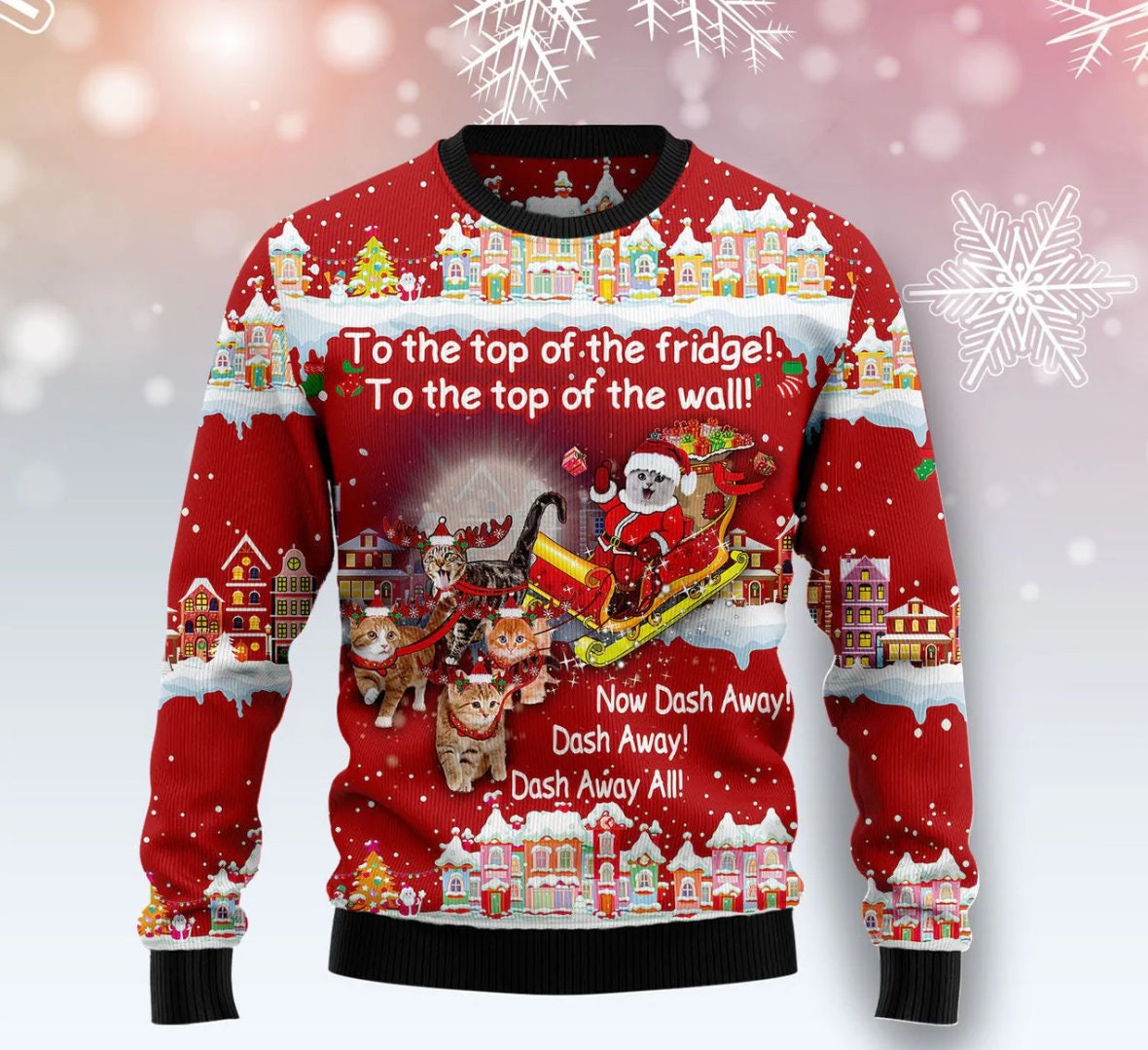 Discover Cat Sleigh Christmas Ugly Christmas Sweater