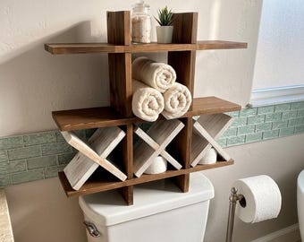 Rustic Burnt Wooden Tic Tac Toe Toilet Paper Holder