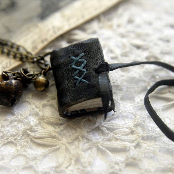 The Little Gypsy - Mini Wearable Book, XXS, Black Recycled Leather - OOAK