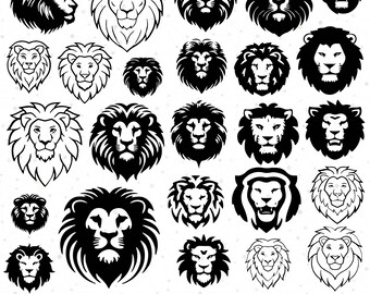 Lion SVG Bundle | Roaring Lion Head Silhouette