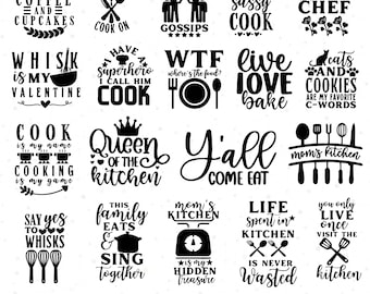 Paquete SVG de cocina / Diseños con frases para cocinar y hornear