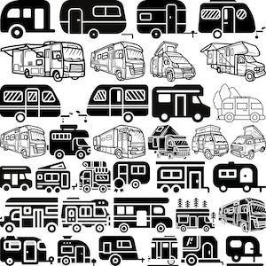 Caravan SVG Bundle, Caravan vector, Caravan cut files, Happy Camper svg, Summer Travel svg,Truck Svg, Camping Life svg,  Camper Svg,