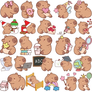 Cute Capybara PNG, Funny Capybara Clipart, Digital Sticker, Hilarious Capybara Clipart,Funny Capybara SVG Bundle,Kawaii Animal Illustrations
