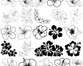 Hibiscus Flower svg , Hibiscus svg Bundle, Hawaiian Flower svg, Hibiscus svg, Tropical Clip Art, Flower svg Bundle, Hibiscus Cut File svg