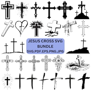 Paquete de Svg de cruz, Svg de cruz afligida, Svg religioso, Svg de cruz de Jesús, Cricut de cruz, Svg cristiano, Clipart de cruz, Silueta de cruz,