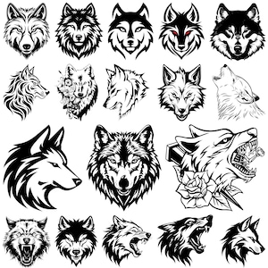 Wolf SVG Bundle, Wolf Clipart, Wolf Cut Files For Cricut, Howling Wolf Svg, Werewolf Svg, Wolf Design, Wolf Vector, Wolf Face Svg