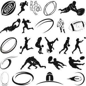 Rugby svg - 24 files svg / eps / dxf / png / jpg / silhouette studio - svg vector files rugby player ball player ball