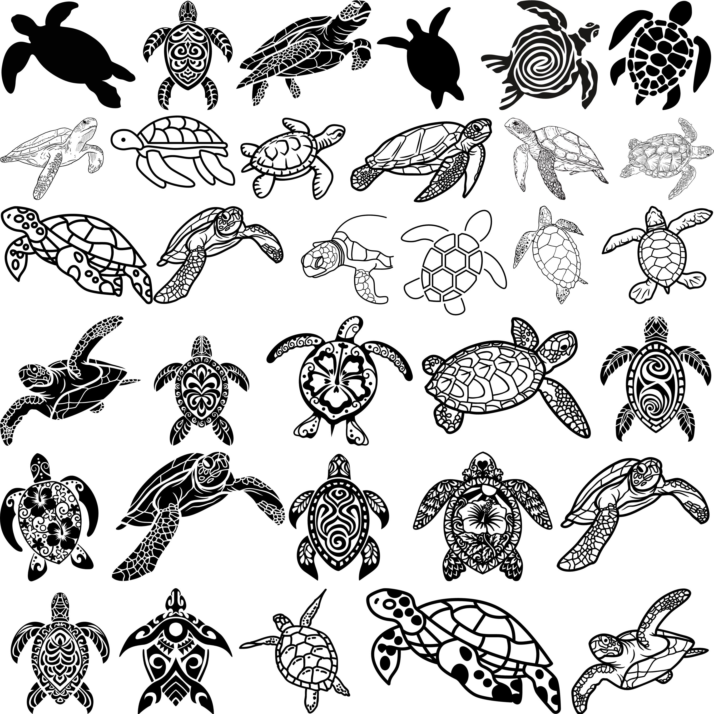Sea Turtle SVG, Sea Turtle Silhouette, Sea Turtle Cut File, Turtle Monogram Svg, Sea Turtle Clipart , Floral Turtle Svg