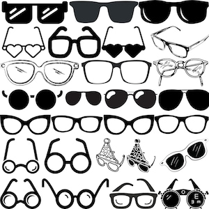 Eyeglasses SVG Bundle, Eyeglasses cut file, Glasses Vector, Eyeglasses Monogram, Sunglasses Clipart, Eyeglass Lens Frame, Spectacles Vector