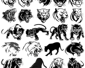 Panther SVG Bundle, Panther Face svg, Panther vector, Panther design, Big Cat Vector, Panther Head svg, Wild Animal Head Clipart,