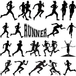 Runner Svg Bundles, Running Women Svg, Running Man Svg, Running Silhouette, Running Clipart, Running Vector, Marathon Run Svg