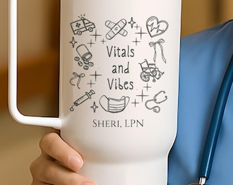 Engraved Personalized Registered Nurse Insulated Tumbler, 40oz Tumbler Personalized Travel Mug, Custom Gift for Nurse, RN Graduation, LPN
