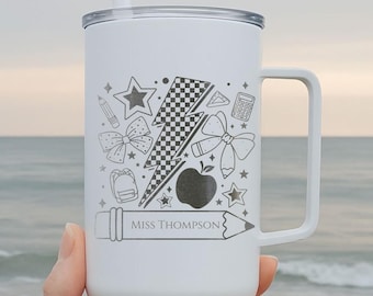 Engraved Teacher Personalized Insulated Tumbler, 40oz Travel Mug, Custom Teacher Appreciation Gift, Retirement Back to School Educator Gift