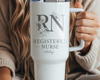Engraved Personalized Registered Nurse Insulated Tumbler, 40oz Tumbler Personalized Travel Mug, Custom Gift for Nurse, RN Graduation