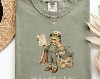 Home Health Nurse Frog Shirt, We Recertify at Dawn Tee, Funny Nurse Gift, Comfort Colors Nursing Shirt