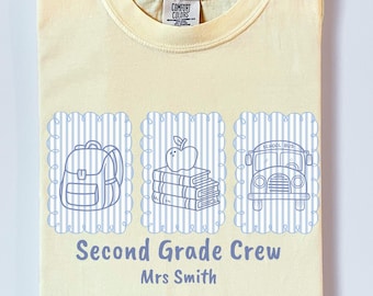 Personalized Teacher Shirt, Custom Preppy Teacher Name Tee, Back to School Gift, Comfort Colors Teacher Custom Grade Level Team Shirt