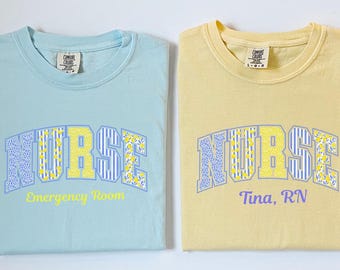 Summer Lemon Personalized Nurse Comfort Colors T-shirt, School Nursing Graduation Gift, Nurse Appreciation, Custom RN Gift, ER Nurse Student