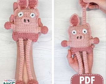 Sensory Slide & Stretch Pig Crochet Pattern | Stim Crochet Toy, Interactive Autism Amigurumi Pattern | PDF Digital Download