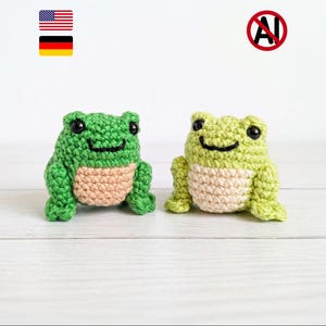 Virkat grodamönster | Söt Amigurumi groda PDF Handledning | Groda nyckelring | Amigurumi Bag Charm