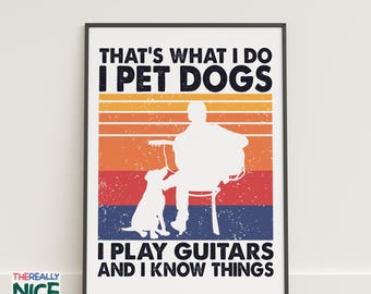 Dog Lover Guitar Player Printable Wall Art (Digital Download)