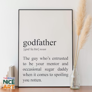 Godfather Definition Wall Art, Funny Godparent Poster, Gift for Godfather, Baptism or Christening Print, Instant Digital DOWNLOAD
