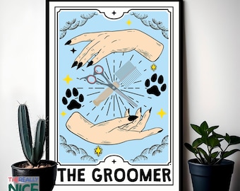 Dog Groomer Tarot Art Print, Pet Salon Decor (Digital Download)
