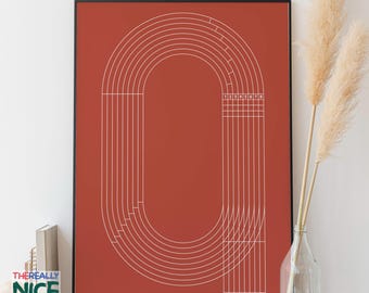 Running Field Wall Art, Athletic Running Track Poster, Sports Enthusiast Decor, Runner Art, Instant Digital DOWNLOAD