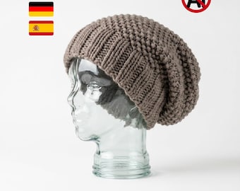 Chunky Slouch Beanie Pattern | Oversized Knit Hat | Beginner Friendly PDF Pattern | Cozy Winter Knit Beanie