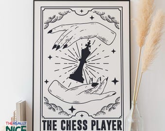 Black and White Chess Art Print, Vintage Style Poster (Digital Download)