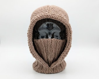 Hooded Cowl Knitting Pattern | Chunky Balaclava | Seed Stitch Knit Hood | Ribbed Neck Snood | Easy Bulky Knit Pattern | PDF Pattern