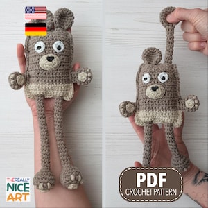 Padrão de crochê Urso Sensorial Deslizante e Elástico | Brinquedo de Crochê Estimulador, Padrão de Amigurumi Interativo para Autismo | Download Digital em PDF