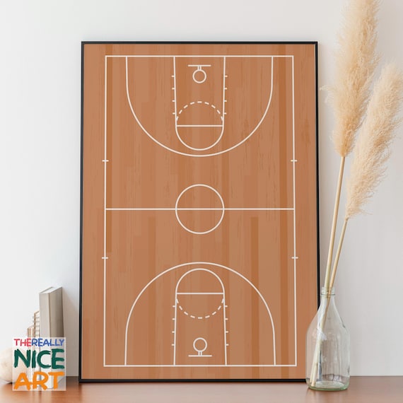 Basketball Court Wall Art, Classic Court Design Poster, Sports Enthusiast Decor, Instant Digital DOWNLOAD