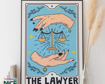 Tarot Card The Lawyer PRINTABLE Wall Art, Law School Graduade, Legal Symbol, Instant Digital DOWNLOAD