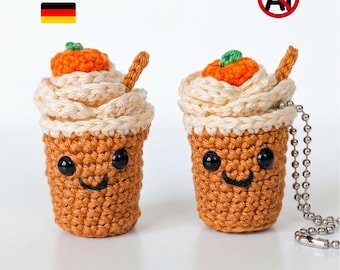 Amigurumi Pumpkin Spice Latte Pattern | Crochet Coffee Cup with Mini Pumpkin & Cinnamon Stick | Fall Play Food | PDF Digital Download