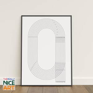 Minimalistisches Lauffeld Wandkunst, Athletische Laufbahn Poster, Dekor für Sportbegeisterte, Läufer Kunst, Sofortiger Digitaler DOWNLOAD