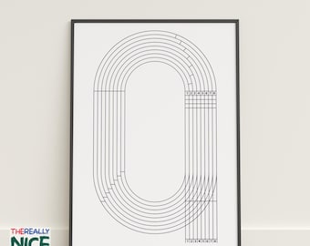 Minimalist Running Track Art Print, Sports Decor (Digital Download)