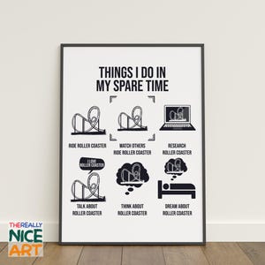 Ride Roller Coaster PRINTABLE Wall Art, Roller Coaster Hobby Art, Funny Roller Coaster Sign, Coaster Enthusiast Instant Digital DOWNLOAD