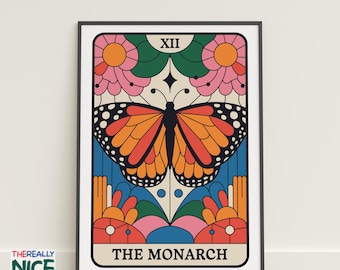 Vintage Monarch Butterfly Tarot Card Print, Retro Boho Decor (Digital Download)