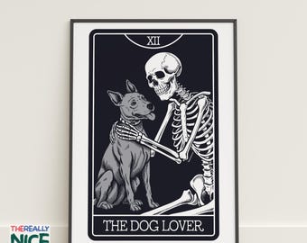 Skeleton Dog Lover Tarot Card PRINTABLE Wall Art, The Dog Lover Home Decor, Instant Digital DOWNLOAD