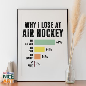 Air Hockey Player PRINTABLE Wall Art, Game Room Design, Table Sports Decor, Instant Digital DOWNLOAD