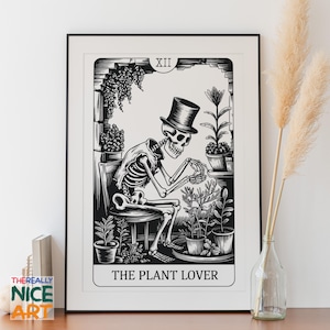 Arte mural de cartas del Tarot para amantes de las plantas / Póster místico botánico, arte digital del Tarot de la naturaleza, regalo de bruja del jardín, descarga digital instantánea
